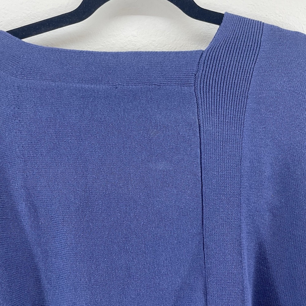 J. Jill Women's One Size Cape Poncho Blue Quiet Money Classy Chic Ribbed Cotton - Picture 7 of 9